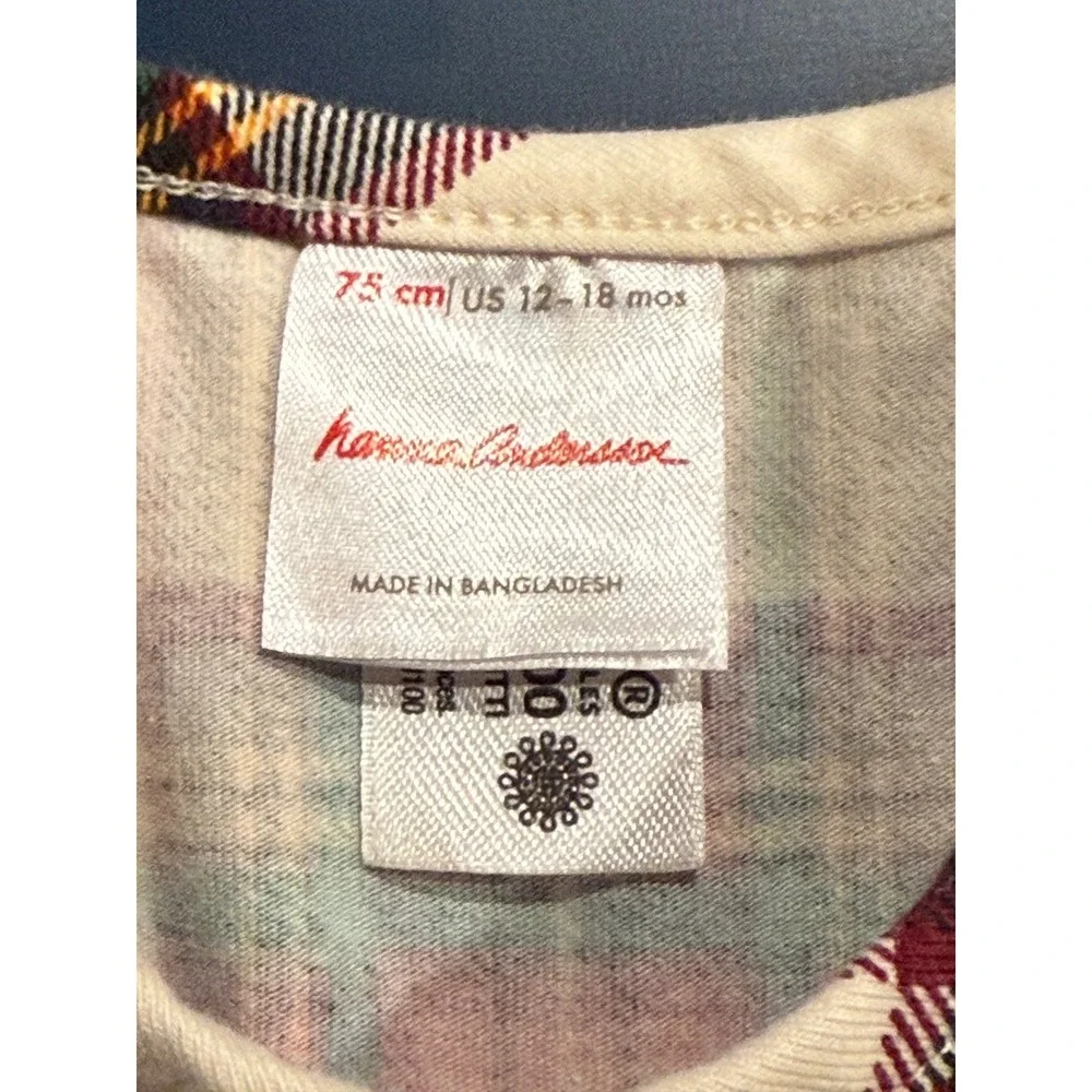 Hanna Andersson Plaid Long Sleeve Dress‎ Girls 12 18 Months Red Green Holiday